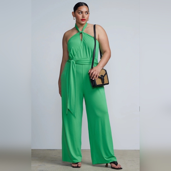 New York & Company Pants - NWT 2X NY&C Plus Halter Neck Jumpsuit~Clover Green